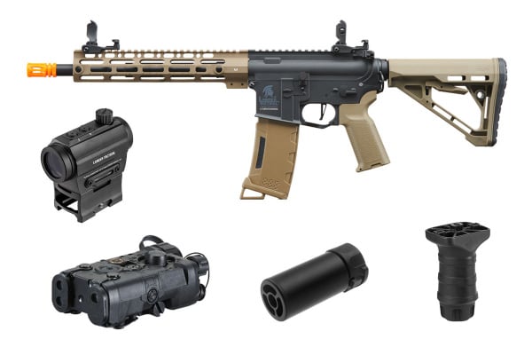 Lancer Tactical Gen 3 M-LOK 10" Airsoft M4 AEG with ETU & Delta Stock Field Ready Combo (Two-Tone)