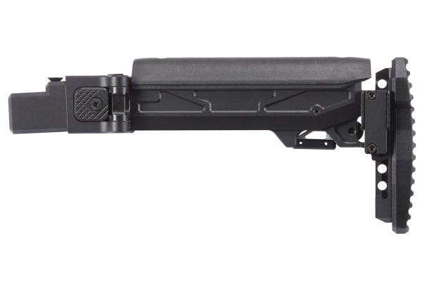 Atlas Custom Works Folding Telescopic Buttstock w/ Cheek Riser for GHK AKM V2 GBB Airsoft Rifle (Black)