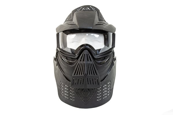 Bravo Airsoft Full Face Mask with Poly Lens & Neck Protection ( Black )