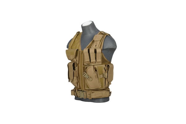 Lancer Tactical Cross Draw Vest w/ Holster ( Khaki )