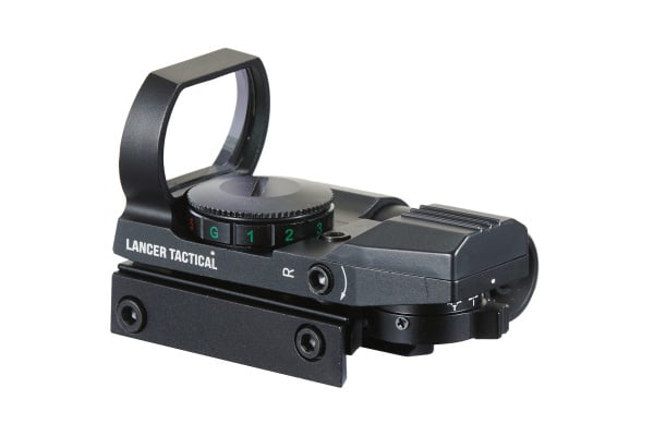 Lancer Tactical 4-Reticle Red/Green Dot Reflect Sight with Green Laser (Black)