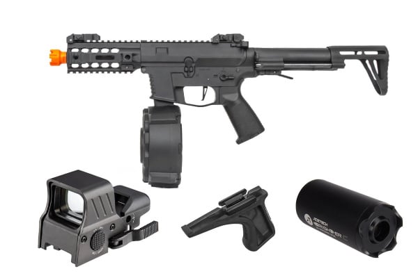 Classic Army ECS PXG 9 AEG Airsoft SMG Field Ready Combo V2 (Black)