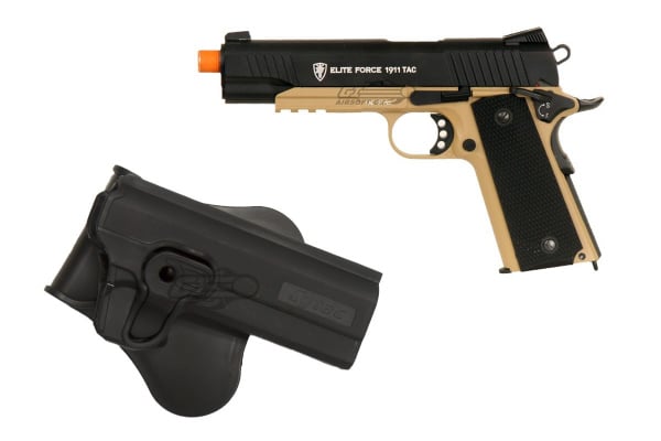 Elite Force 1911 Tactical Co2 Blowback Airsoft Pistol Wholster Black Dark Earth 5399