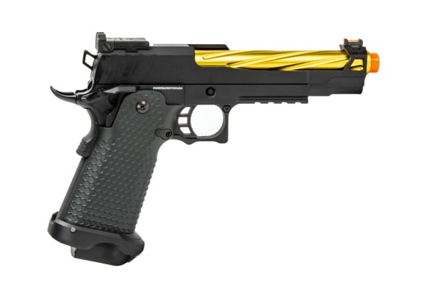 Golden Eagle 3337 OTS .45 Hi-Capa Gas Blowback Pistol w/ Open Slide ( Black / Gold )