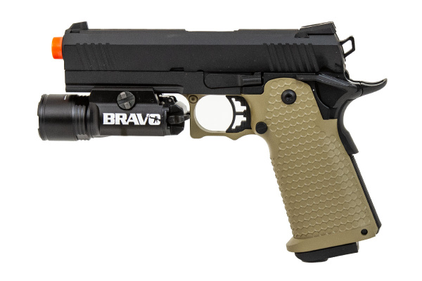 JAG Arms 4.3 GM4 Gen. 2 Gas Blow Back Airsoft Pistol Flashlight Package ( Tan / Black )