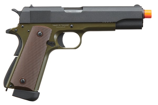 KJW Full Metal M1911-A1 CO2 Gas Blowback GBB Airsoft Pistol  (OD Green)