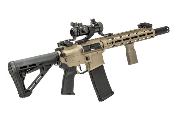 Lancer Tactical Gen 3 Hellion M-LOK 10" Airsoft M4 AEG with Delta Stock Field Ready Combo V2 (Tan)