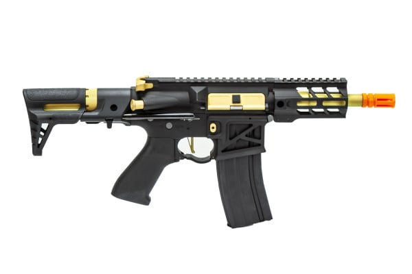 Lancer Tactical Enforcer BATTLE HAWK 4" PDW Skeleton AEG Airsoft Rifle  ( Black / Gold )