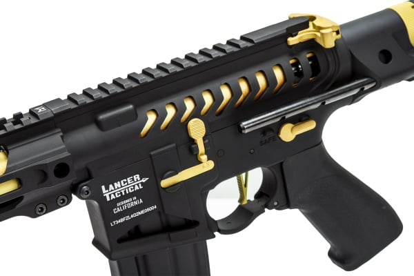 Lancer Tactical Enforcer BATTLE HAWK 4" PDW Skeleton AEG Airsoft Rifle  ( Black / Gold )