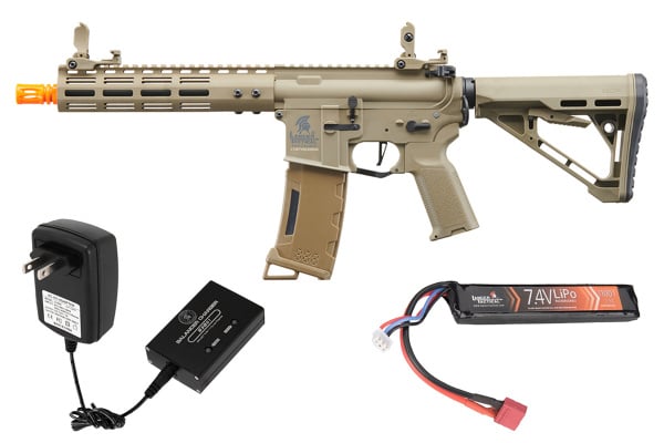 Lancer Tactical Gen 3 Archon 9" M-LOK M4 AEG Airsoft Rifle Lipo Battery/Charger Package (Tan)