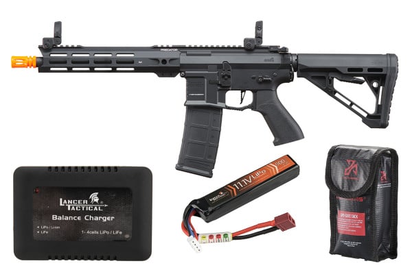 Lancer Tactical Gen 4 Predator 10" SBR AEG Battery & Charger Combo