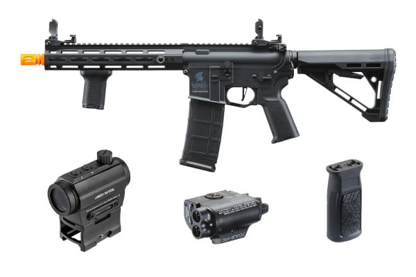 Lancer Tactical Gen 3 Hellion M-LOK 10" Airsoft M4 AEG with Delta Stock Field Ready Combo V2 (Black)