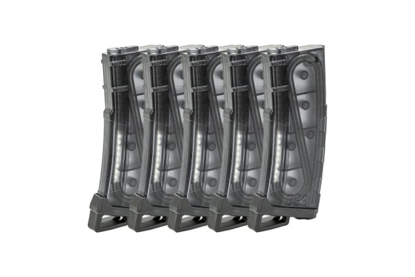 Lancer Tactical 130 Round High Speed Mid-Cap Magazine ( Smoke / 5 Pack  )