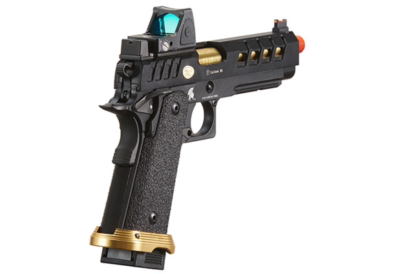 Lancer Tactical Heracles Hi-Capa Gas Blowback Airsoft Pistol w/ Optic (Black/Gold)