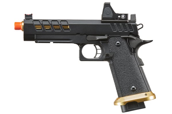 Lancer Tactical Heracles Hi-Capa Gas Blowback Airsoft Pistol w/ Optic (Black/Gold)