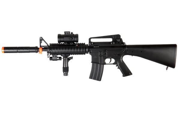 Double Eagle M83B2 M4 Tactical RIS Carbine LPEG Airsoft Rifle w/ Mock Suppressor ( Black )