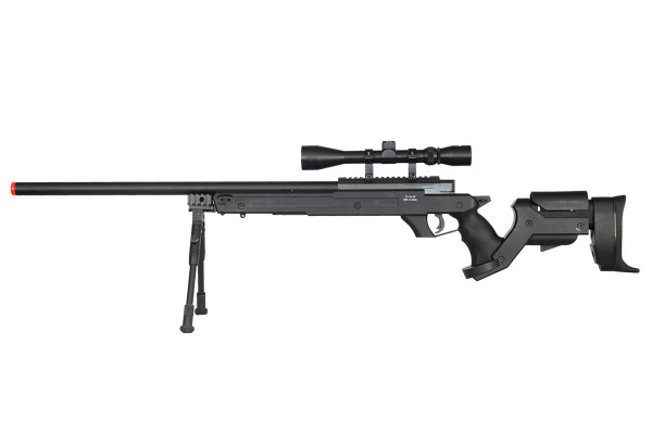 Well MB04BAB Bolt Action Spring Sniper Airsoft Rifle w/ Scope & Bipod ( Black )