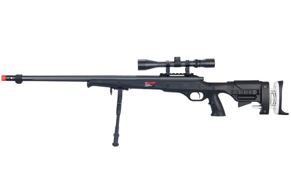 WELL MB12BAB Full Metal Bolt Action Airsoft Rifle With Scope And Bipod ( Black )