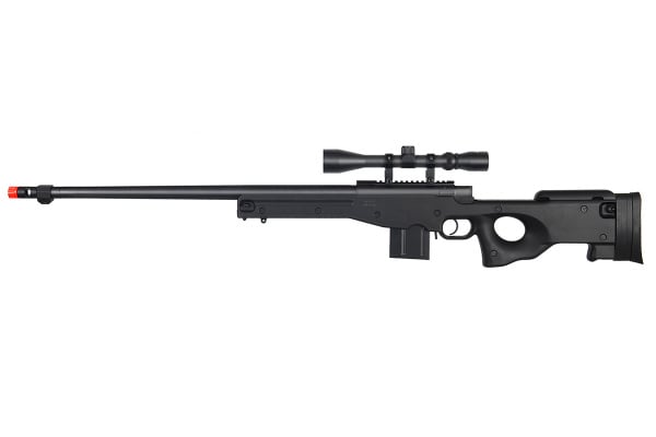 WELL MB4402BA Bolt Action Airsoft Rifle With Fluted Barrel And Scope ( Black )