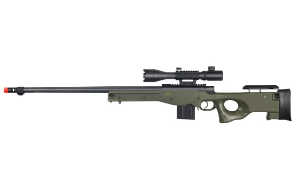 WELL MB4402GA2 Bolt Action Airsoft Rifle With Fluted Barrel And Illuminated Scope ( OD Green )