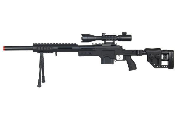 Well MB4410BAB2 Spring Sniper Airsoft Rifle w/ Illuminated Scope & Bipod ( Black )