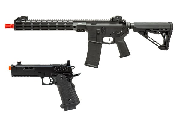 MGC4 MK2 Full Metal M4 AEG W/ ETU Airsoft Rifle & Army Armament R604 Hi-Capa GBB Airsoft Pistol Combo (Black)