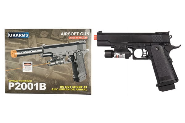 UK Arms P2001B Spring Airsoft Pistol w/ Laser ( Black )