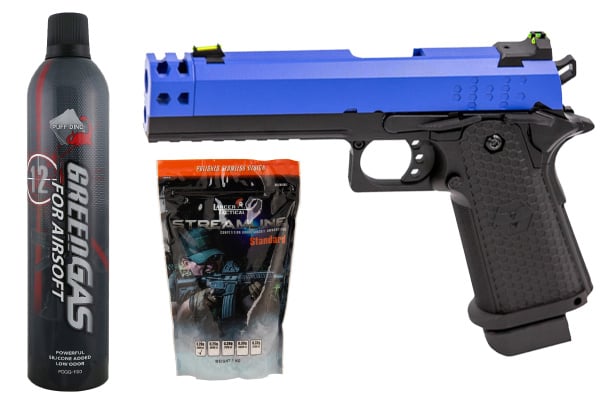 Raven HEX-Comp Full Metal GBB Hi-Capa Starter Package (Black/Blue)