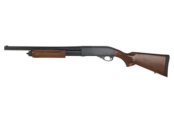 Tokyo Marui M870 Wood Stock Type Airsoft Shotgun (Black & Wood)