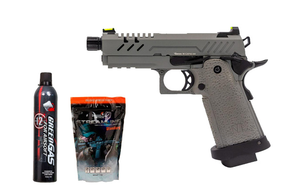 Vorsk Airsoft Pro 3.8 GBB Hi Capa Airsoft Pistol Starter Package (Grey)