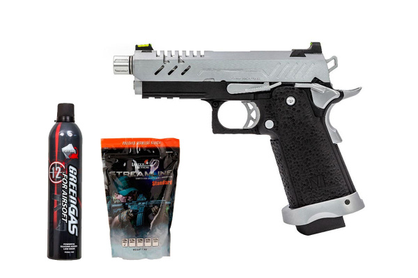 Vorsk Airsoft Pro 3.8 GBB Hi Capa Airsoft Pistol Starter Package (Chrome)