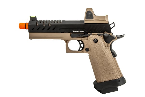 Vorsk Airsoft 4.3 Hi Capa GBB Airsoft Pistol w/ Micro Red Dot (Tan/Black)