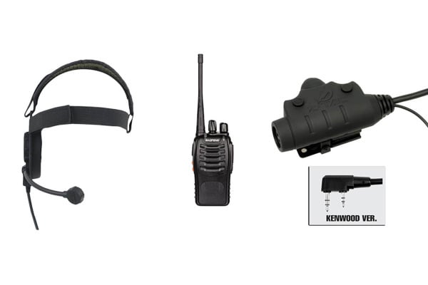 Baofeng BF-888S Radio, Bowman EVO III Headset, & Z115KEN PTT Set ( Black )