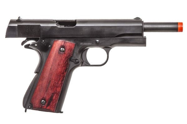 Double Bell M1911 A1 Gas Blowback Low Velocity Airsoft Pistol ( Black / Wood )