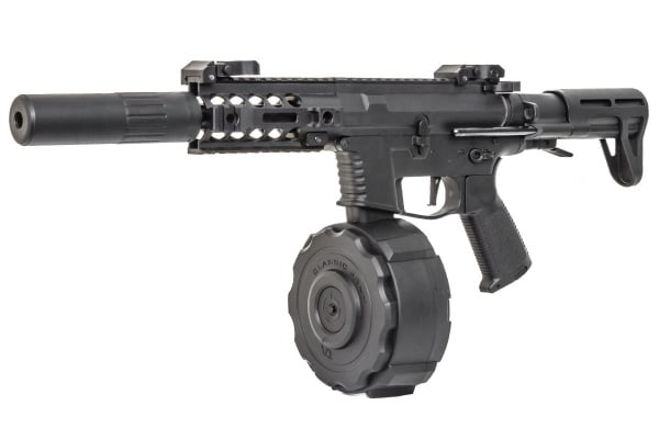 Classic Army PXG 9 AEG Airsoft SMG w/ Auto Drum Mock Silencer Package