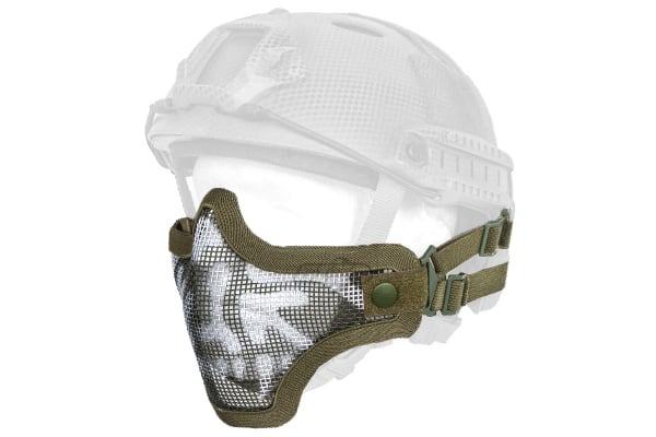 Emerson Tactical Helmet Version Skull Metal Mesh Half Mask ( OD Green )