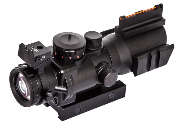 AIM Sports Fiber Optic 4x32 Red / Green / Blue Dot Tactical Compact Scope ( Mil Dot )