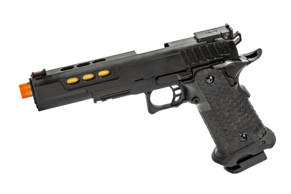 Army Armament R608 Hi-Capa Gas Blowback Airsoft Pistol w/ Gold Barrel (Black)