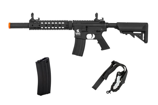 Combat Load Package #7 ft. Lancer Tactical LT-15CB-G2 Gen 2 M4 Carbine AEG Airsoft Rifle ( Black )