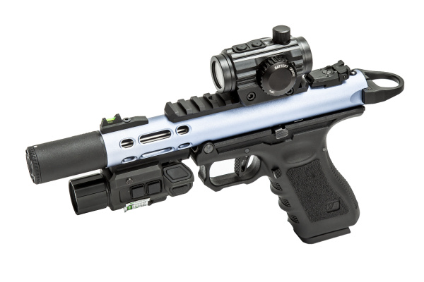 Airsoft GI Custom Anti-Matter Shooter Gas Blowback Pistol ( Black / Blue )