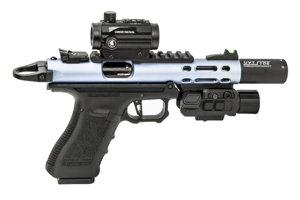 Airsoft GI Custom Anti-Matter Shooter Gas Blowback Pistol ( Black / Blue )