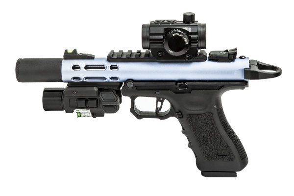 Airsoft GI Custom Anti-Matter Shooter Gas Blowback Pistol ( Black / Blue )