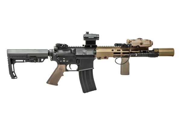 Classic Army MK16 9.5" Full Metal M4 ECS AEG Airsoft Gun Field Ready Combo V1 (Tan/Black)