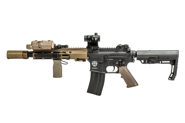 Classic Army MK16 9.5" Full Metal M4 ECS AEG Airsoft Gun Field Ready Combo V1 (Tan/Black)