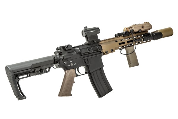 Classic Army MK16 9.5" Full Metal M4 ECS AEG Airsoft Gun Field Ready Combo V1 (Tan/Black)