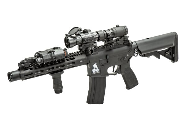Lancer Tactical LT-32BA10-G2-E M4 SPC Hybrid ETU & METAL RAILS 10" ETU AEG Rifle Field Ready Combo (Black)