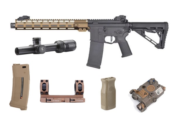 MGC4 MK2 FULL METAL M4 AEG W/ ETU AIRSOFT RIFLE FIELD READY COMBO V2 (BLACK & BRONZE)