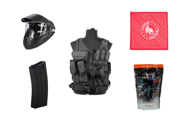 Best Airsoft Starter Package w/ Vest, Face Mask, Magazine, BBs, & Dead Rag ( Loadout Edition )