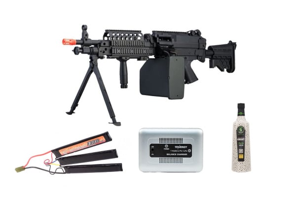 Premium Package #3 ft. A&K MK46 Polymer Receiver AEG Airsoft LMG ( Black )