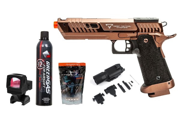 Taran Tactical Innovations Combat Master Sand Viper 2011 Hi-Capa Gas Blowback Airsoft Gun HG Edition Field Ready Combo V4